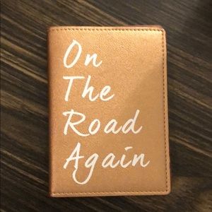 Gold “On the Road Again” passport cover holder